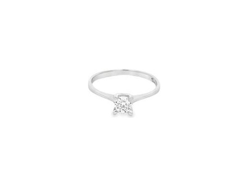 18K White Gold Classic Solitaire Ring with Natural Round Diamond